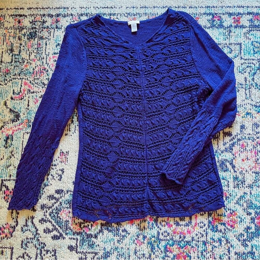 Chico's Open Knit Long Sleeve Lightweight Sweater Size 2 Large